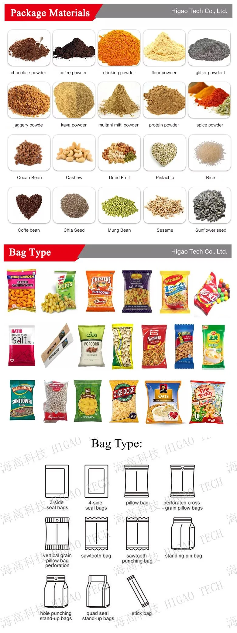 Automatic Pouch Bag Beans Rice Grain Nuts Seeds Sugar Solid Granule Weigh Filling Packing Machine